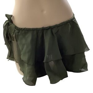 Zuliana Size Small Olive Ruffle Tie Skirt. Made in USA. New With Tags